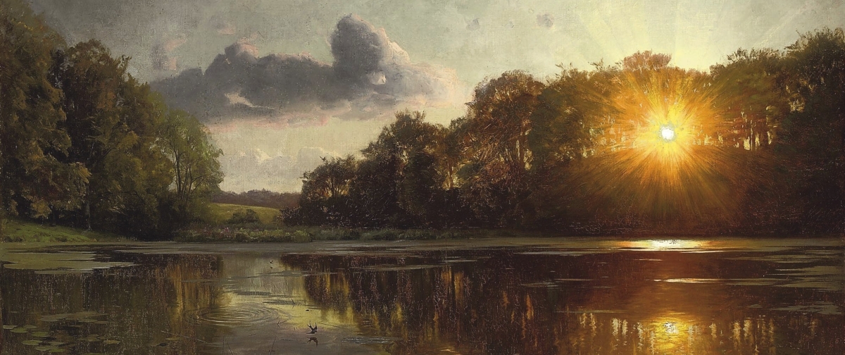 Cultured Wednesday: Mønsted’s Sunset Over a Forest Lake